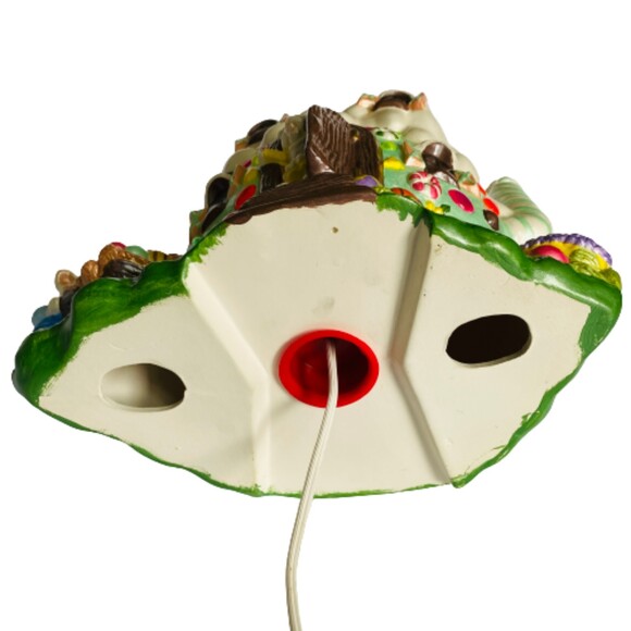 Vintage Ceramic Easter House Lamp Handpainted Bunnies Spring Decor 12x8.5" - Picture 8 of 9